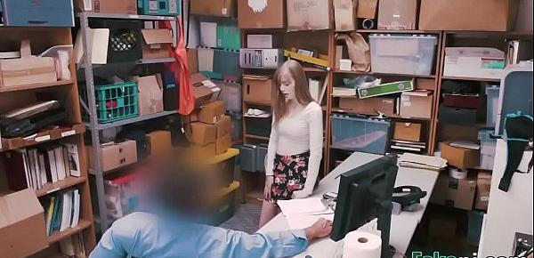  Young shoplifter Dolly Leigh gets pussy smashed hard in storage room